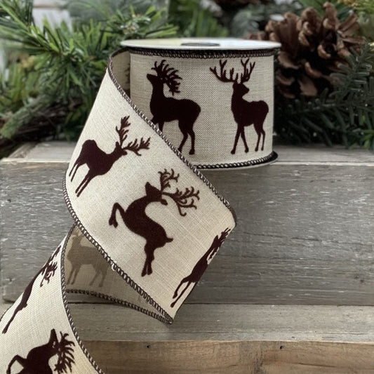 Flocked Deer Ribbon