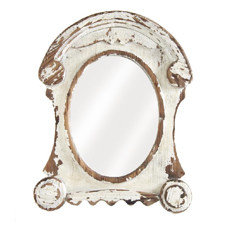 Whitewashed Wood Framed Oval Wall Mirror