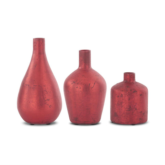 Antique Red Matte Glass Bottle Vase