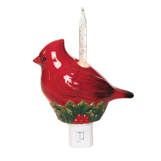 Christmas Cardinal Holly Bubble Night Light