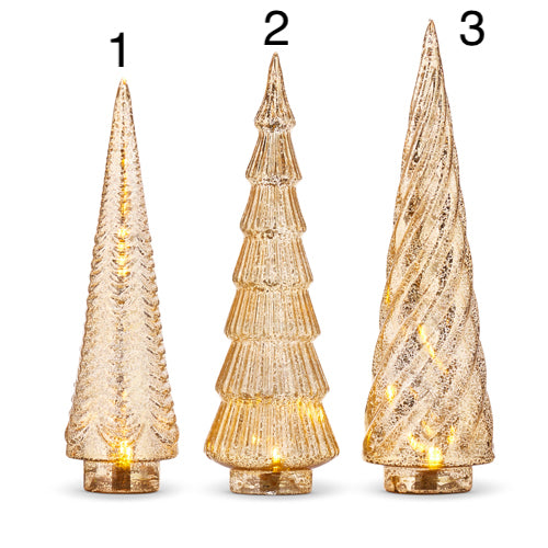 Gold Mercury Glass Lighted Tree