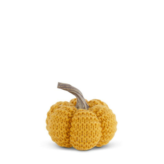 4.5 Inch Golden Yellow Knit Stuffed Pumpkin