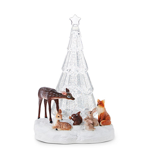 SWIRLING GLITTER WATER TREE WITH ANIMALS