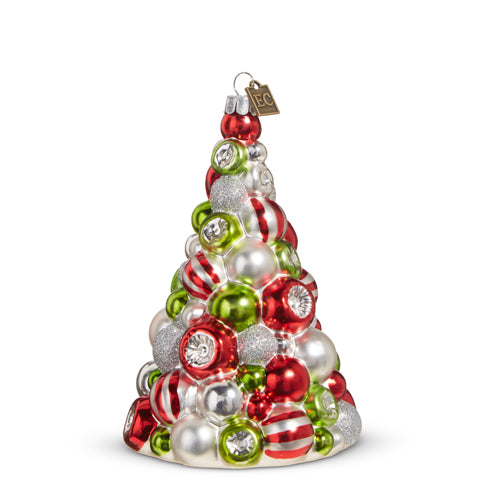 RED, GREEN AND WHITE REFLECTOR TREE ORNAMENT