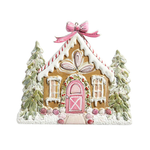 PINK GINGERBREAD HOUSE ORNAMENT