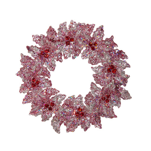 5.25" BLUSHING GLITTERED WREATH ORNAMENT