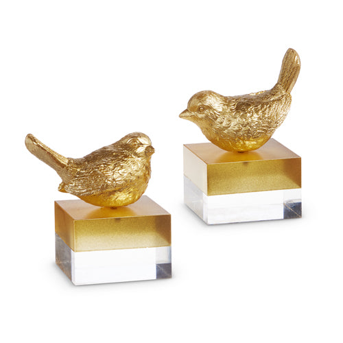 Gold Bird on Two-Toned Block