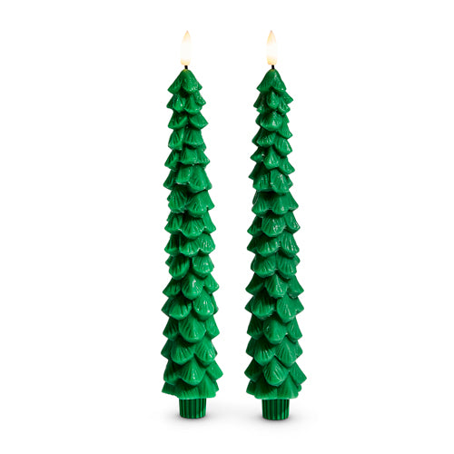 10.5" Green TREE TAPER CANDLES (Set of 2)