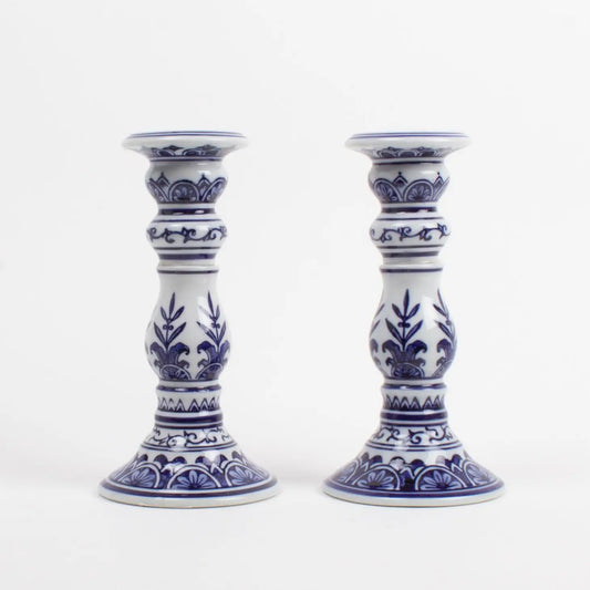 Blue Chinoiserie Candlestick