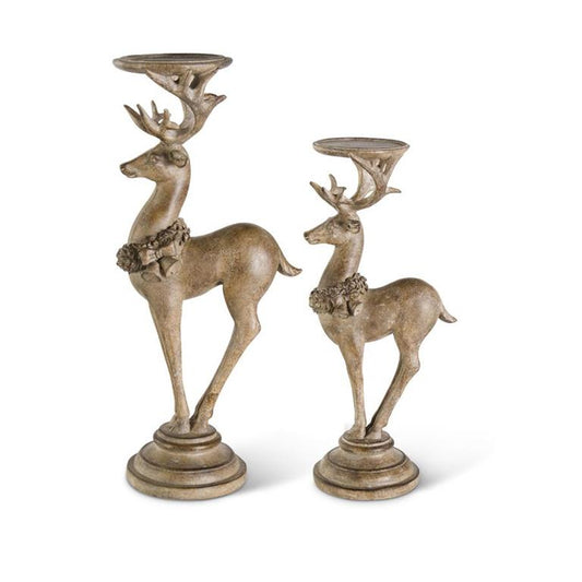 Light Brown Deer Candleholders