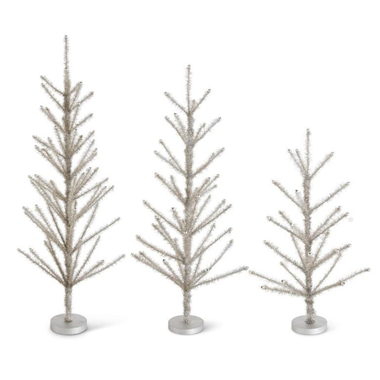 Pewter Tinsel Trees w/Beaded Tips