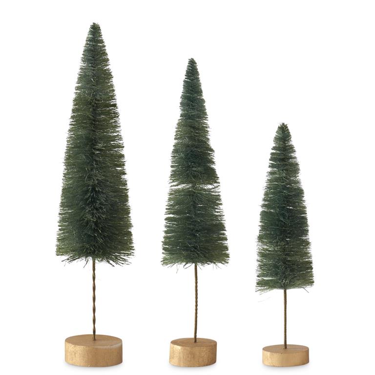 Green Bottle Brush Trees w/Metal Spindle