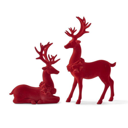 Red Velvet Resin Reindeers