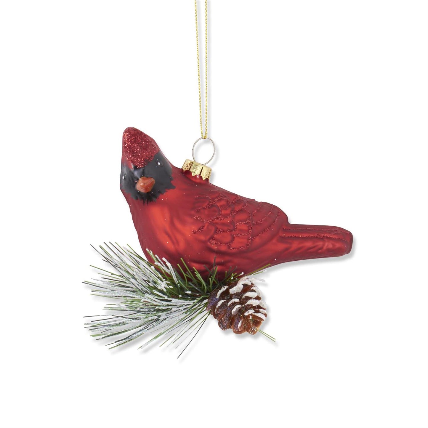 Red Glittered Blown Glass Cardinal