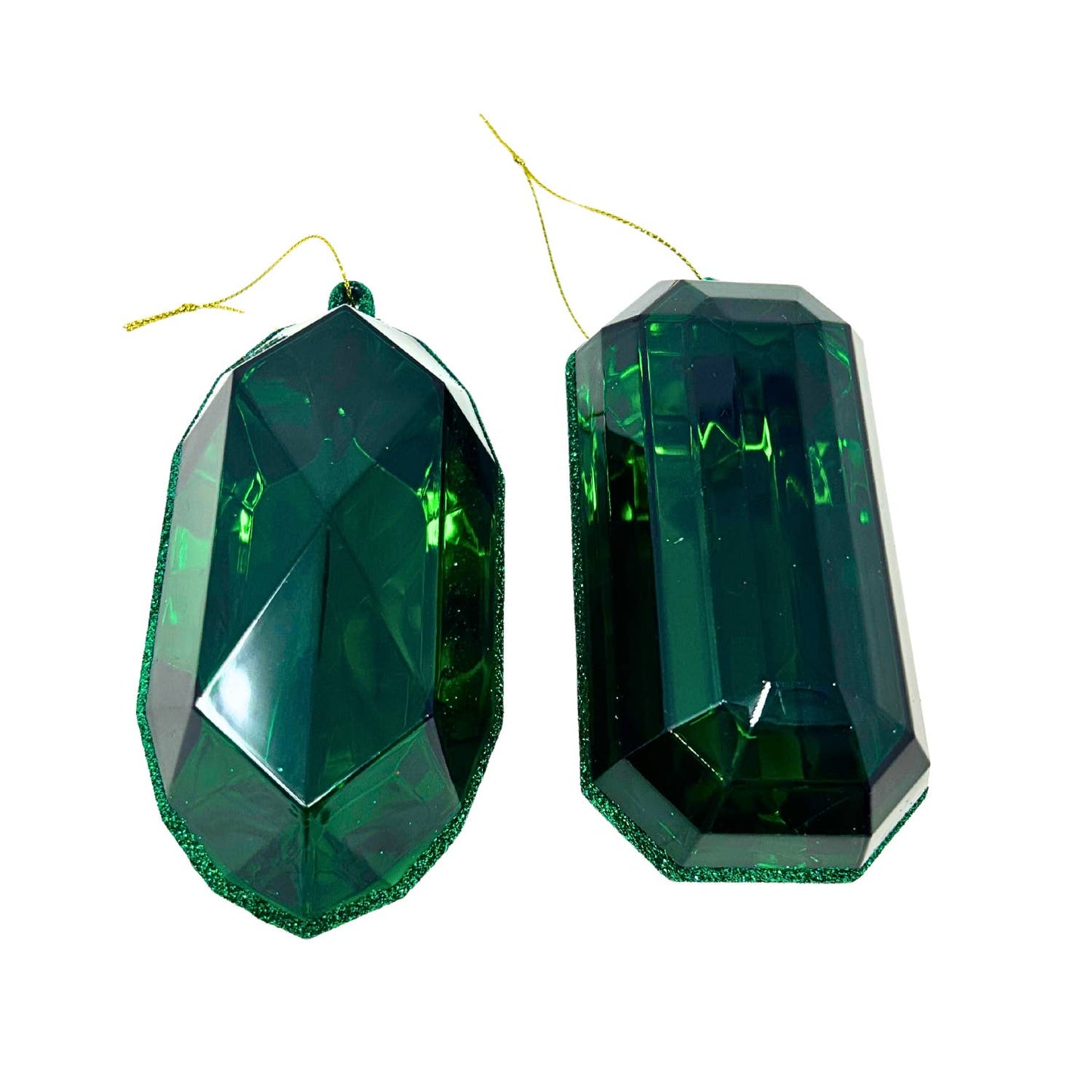 Acrylic RND/OBLNG Precious Gem Ornament 2 Asst. 5" - Emerald