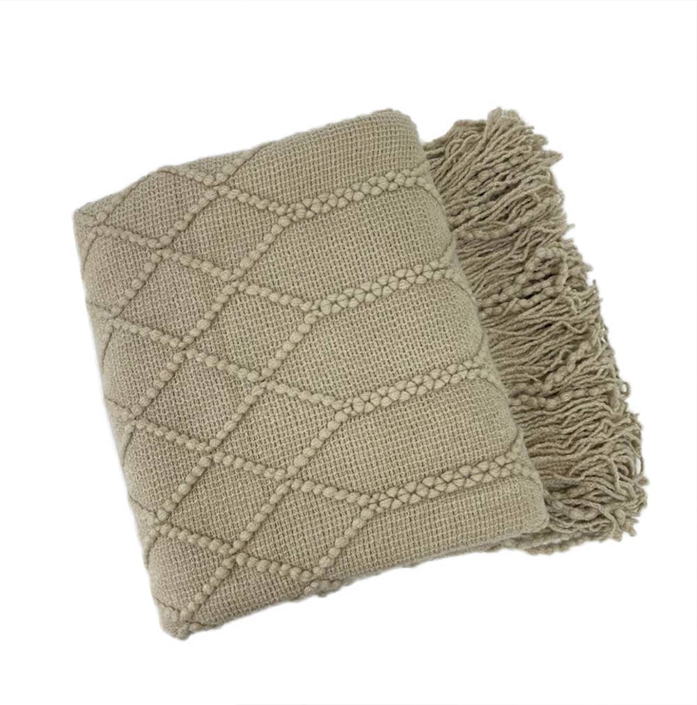 Rhombus Diamond Knit 50x60 Inch Throw Blanket: Olive