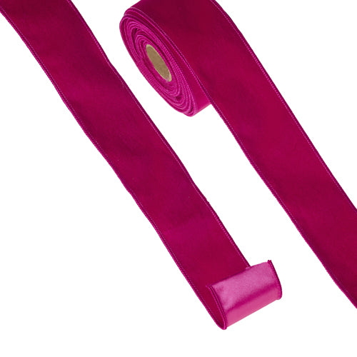 HOT PINK VELVET WIRED RIBBON