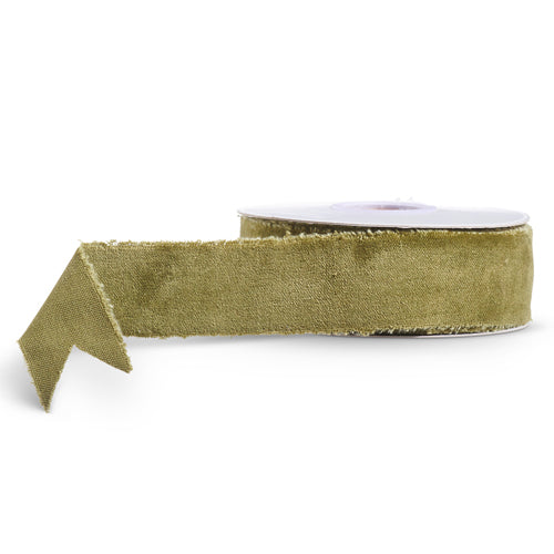 1.5" X 10 YDS OLIVE GREEN VELVET RIBBON