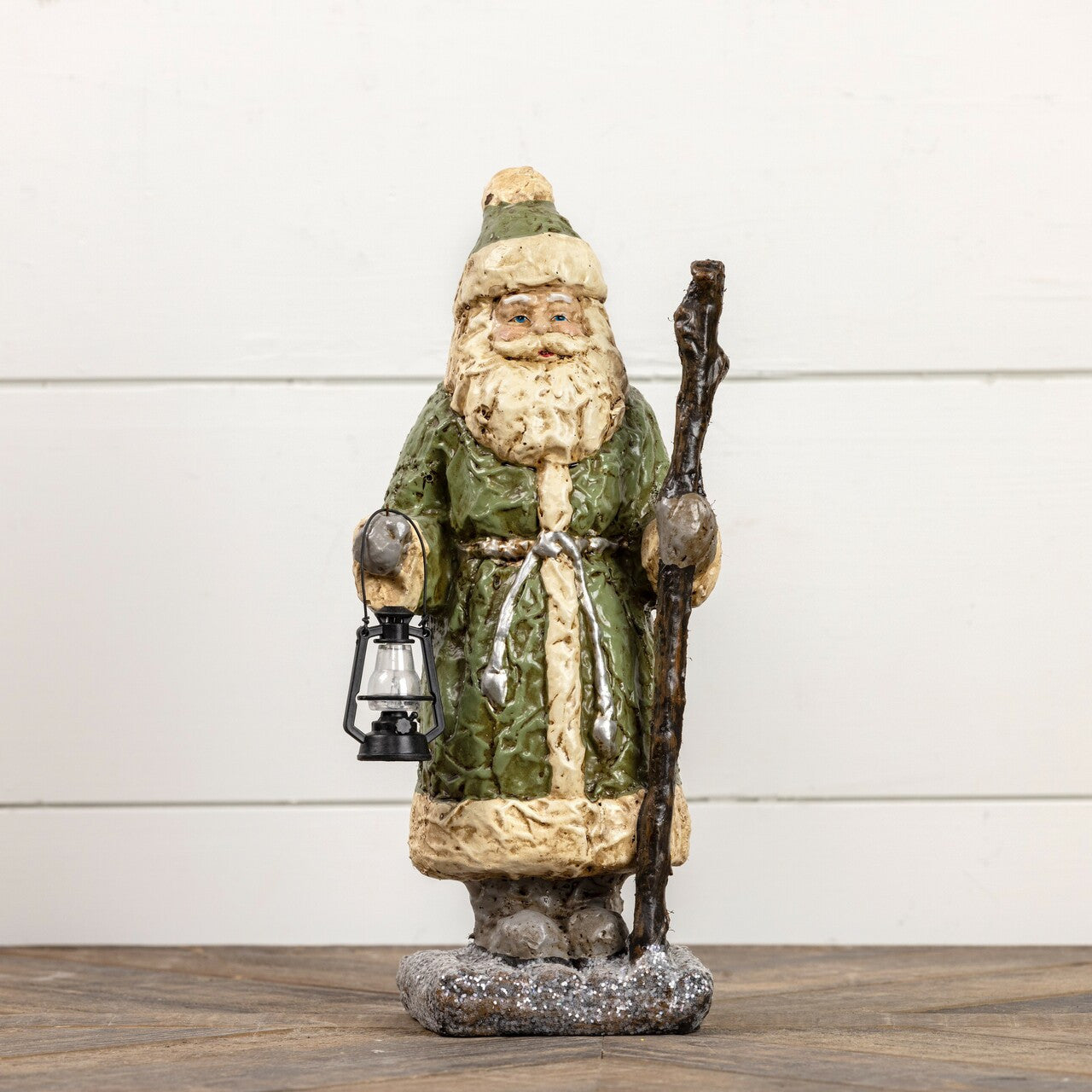 12" GREEN SANTA W/ LANTERN