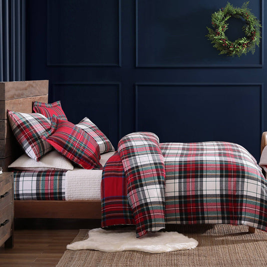 Spencer Plaid Flannel Duvet/Comforter Set: Comforter / Full/Queen / Red