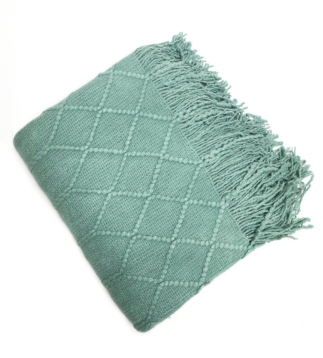 Rhombus Diamond Knit 50x60 Inch Throw Blanket: Olive