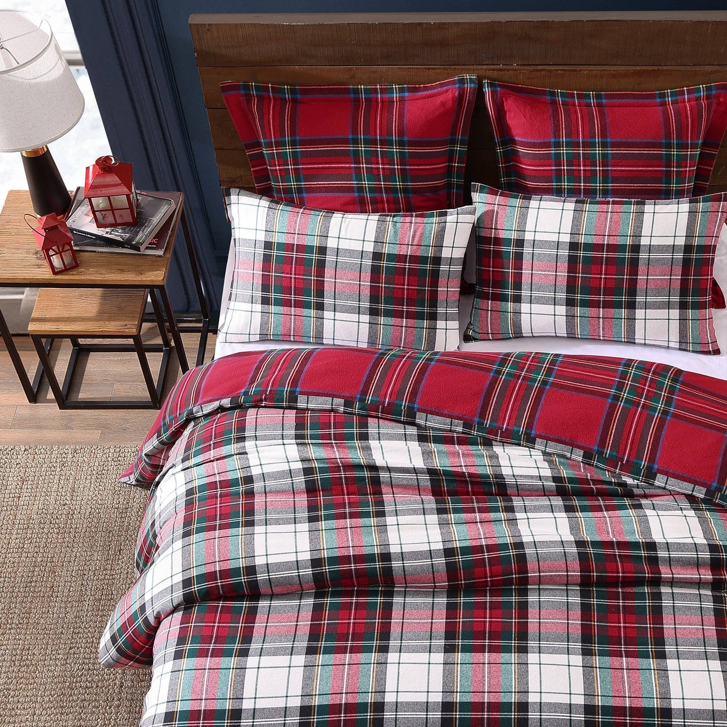 Spencer Plaid Flannel Duvet/Comforter Set: Comforter / Full/Queen / Red