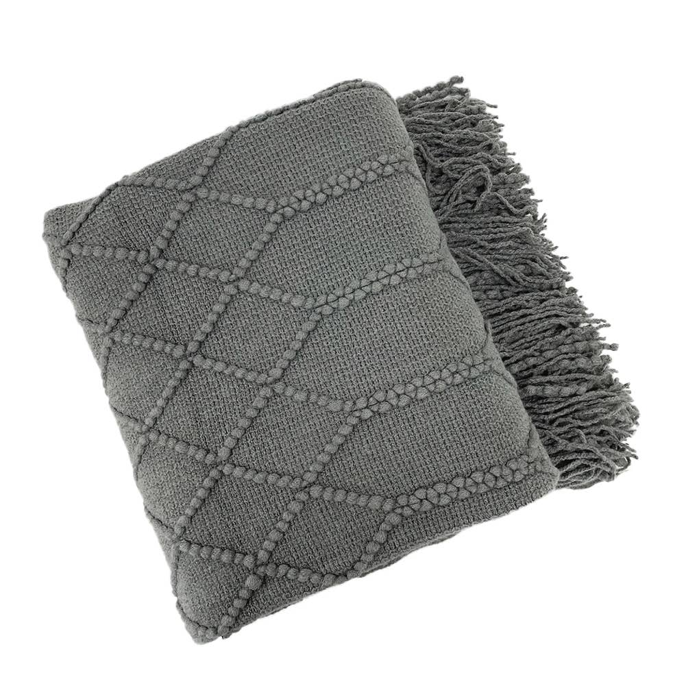 Rhombus Diamond Knit 50x60 Inch Throw Blanket: Eucalyptus