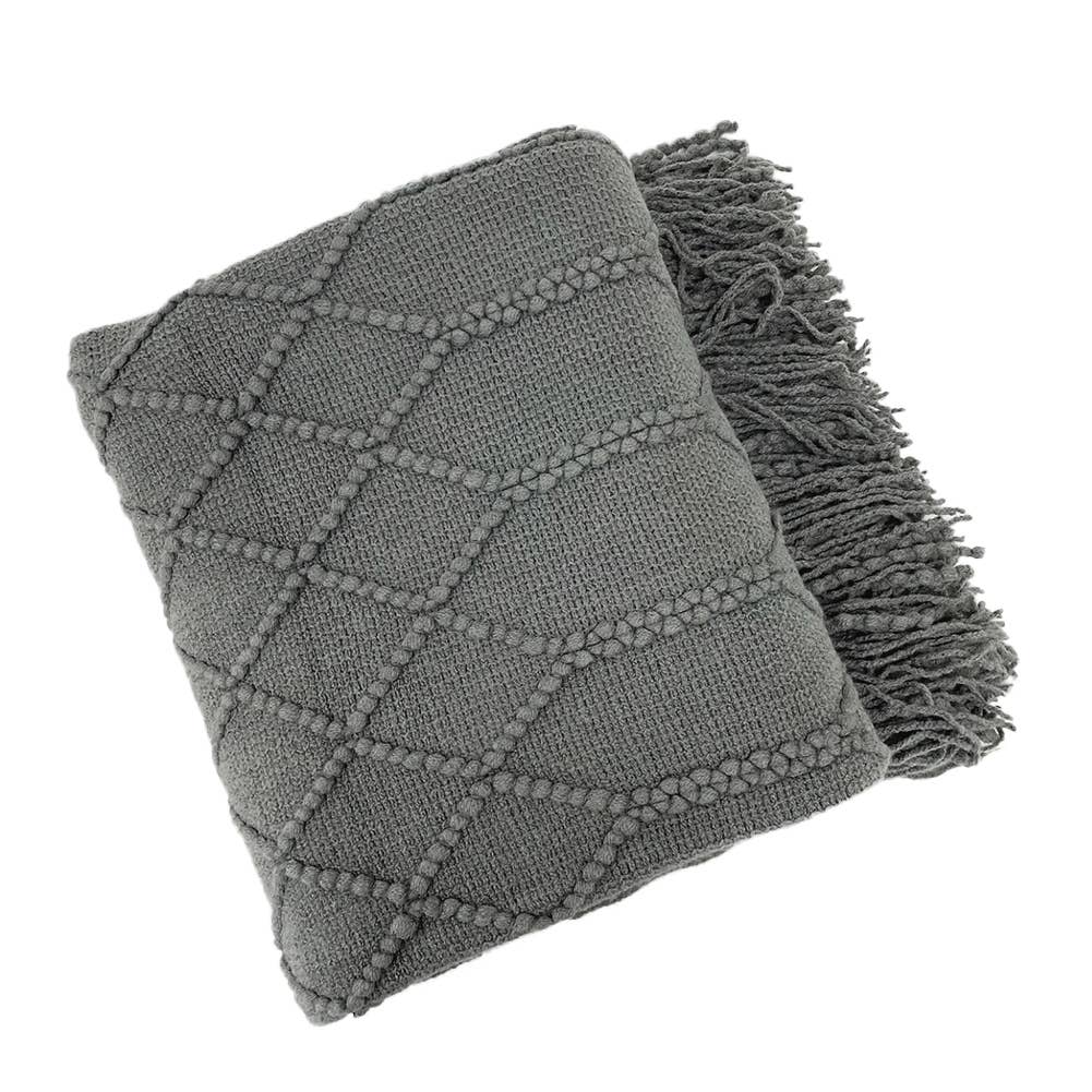 Rhombus Diamond Knit 50x60 Inch Throw Blanket: Olive