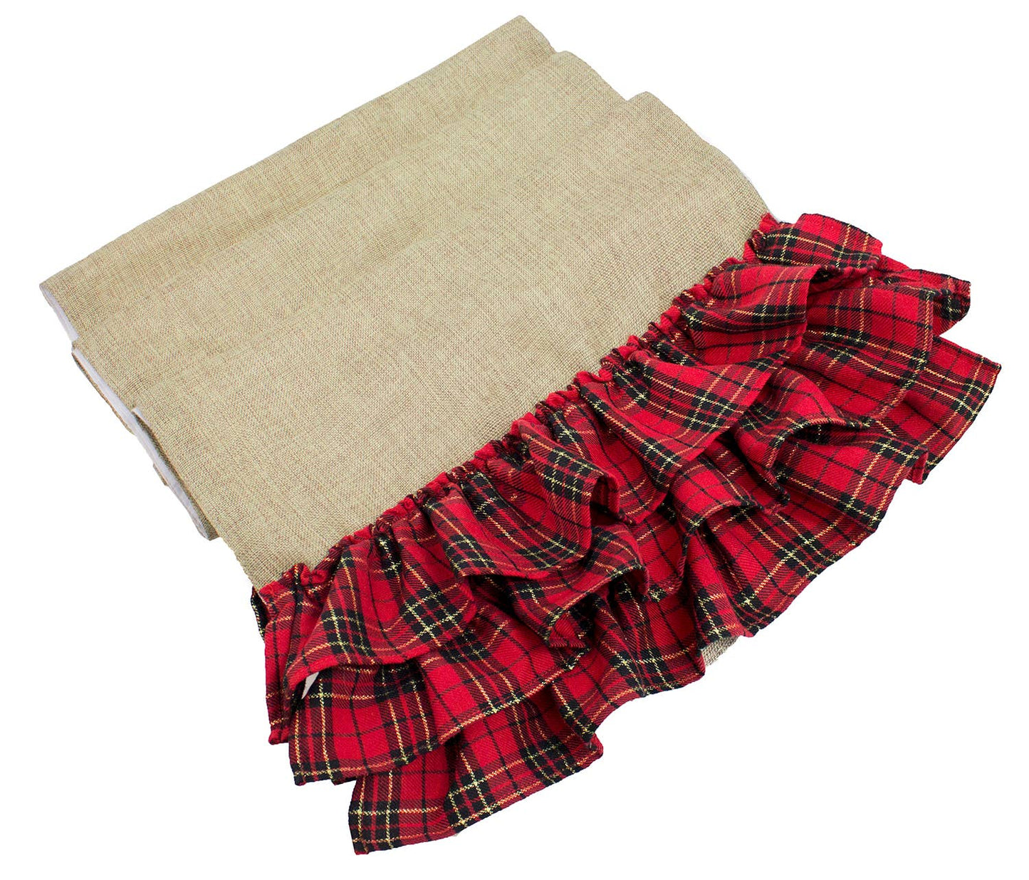 3-Layer Tartan Plaid Ruffle Holiday Table Runner