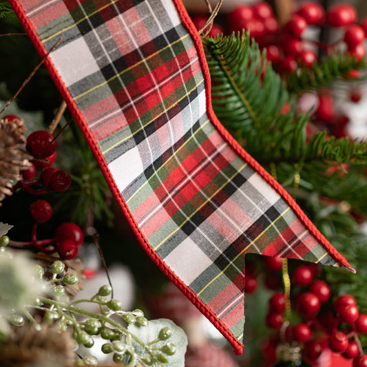 RED & WHITE TARTAN RIBBON