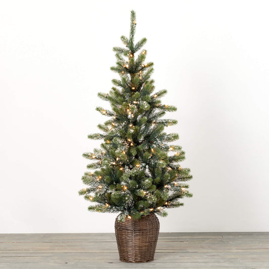 POTTED LIT ICED PINE TREE