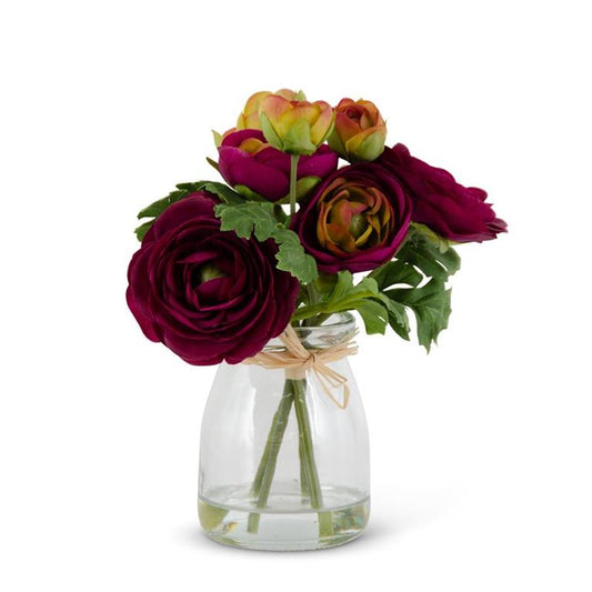 Purple Ranunculus Bouquet in Glass Vase