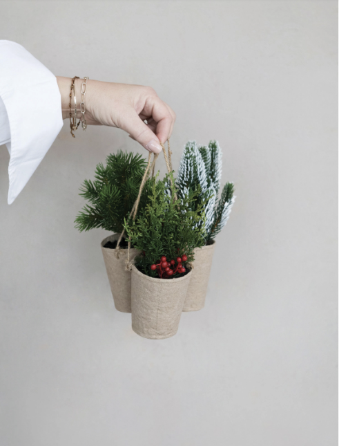 Faux Greenery in Paper Pot, 3 Style