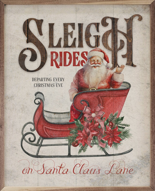 Sleigh Rides Red Santa Claus Lane Whitewash