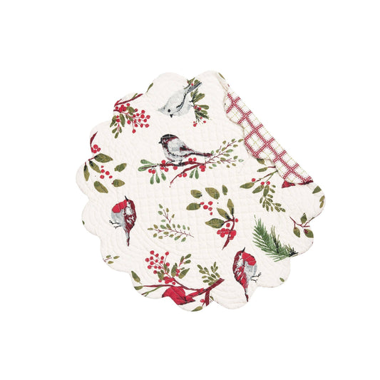 Christmas Sprig Birds Round Placemat