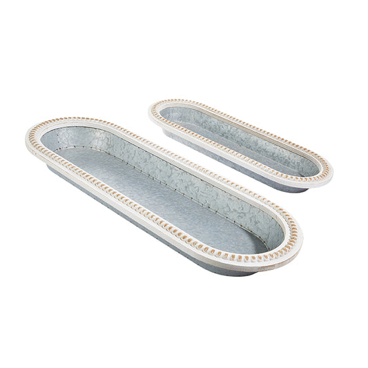 WHITEWASH BEADED EDGE TRAYS