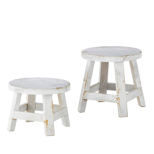 DISTRESSED WHITE STOOL RISER