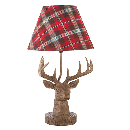 DEER LAMP WITH PLAID SHADE