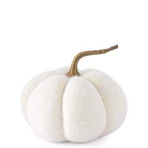 Fuzzy White Knit Pumpkin