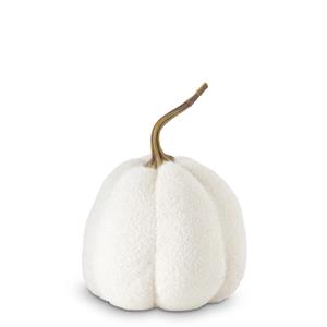 Fuzzy White Knit Pumpkin