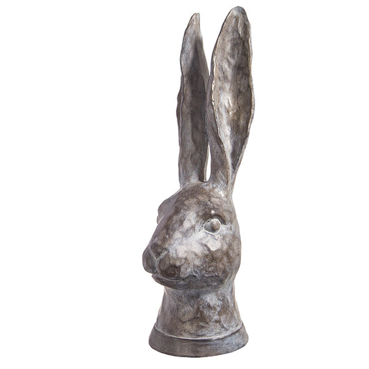 13.5" DISTRESSED BLACK RABBIT BUST