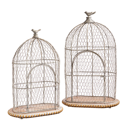 WIRE BIRDCAGES WITH BIRD FINIAL