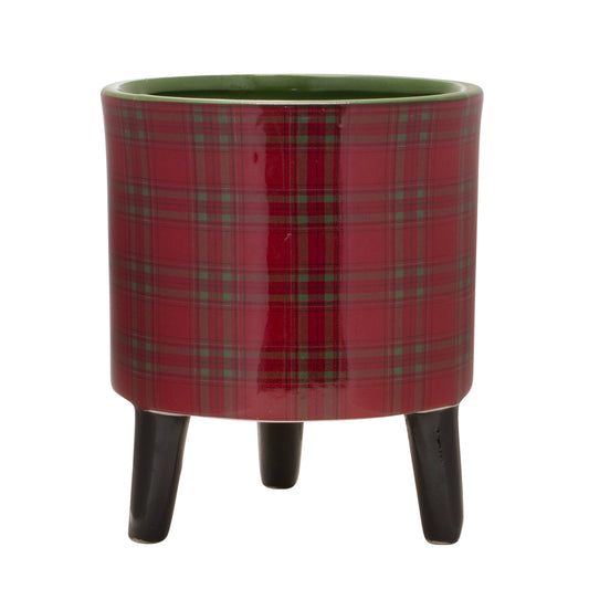 Red Plaid Pot with Legs