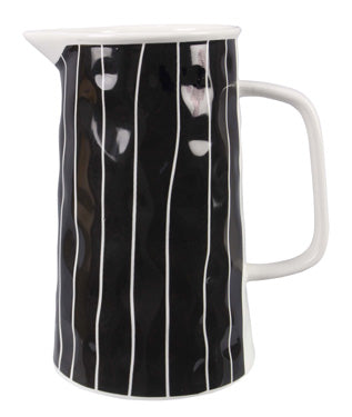 STONEWARE BLACK AND WHITE WATER/FLOWER PITCHER