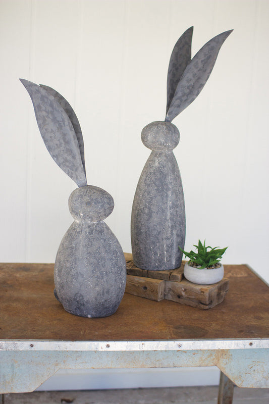 Faux Stone Rabbit with Metal Ears