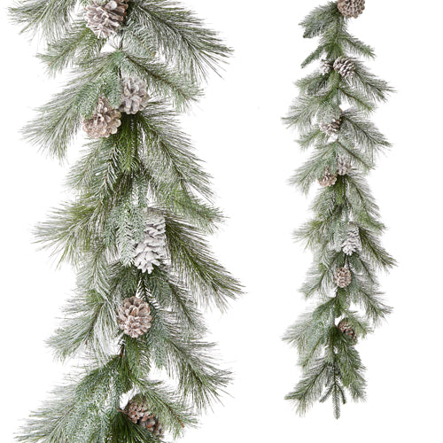 5' Frosted Pinecone and Cedar Garland