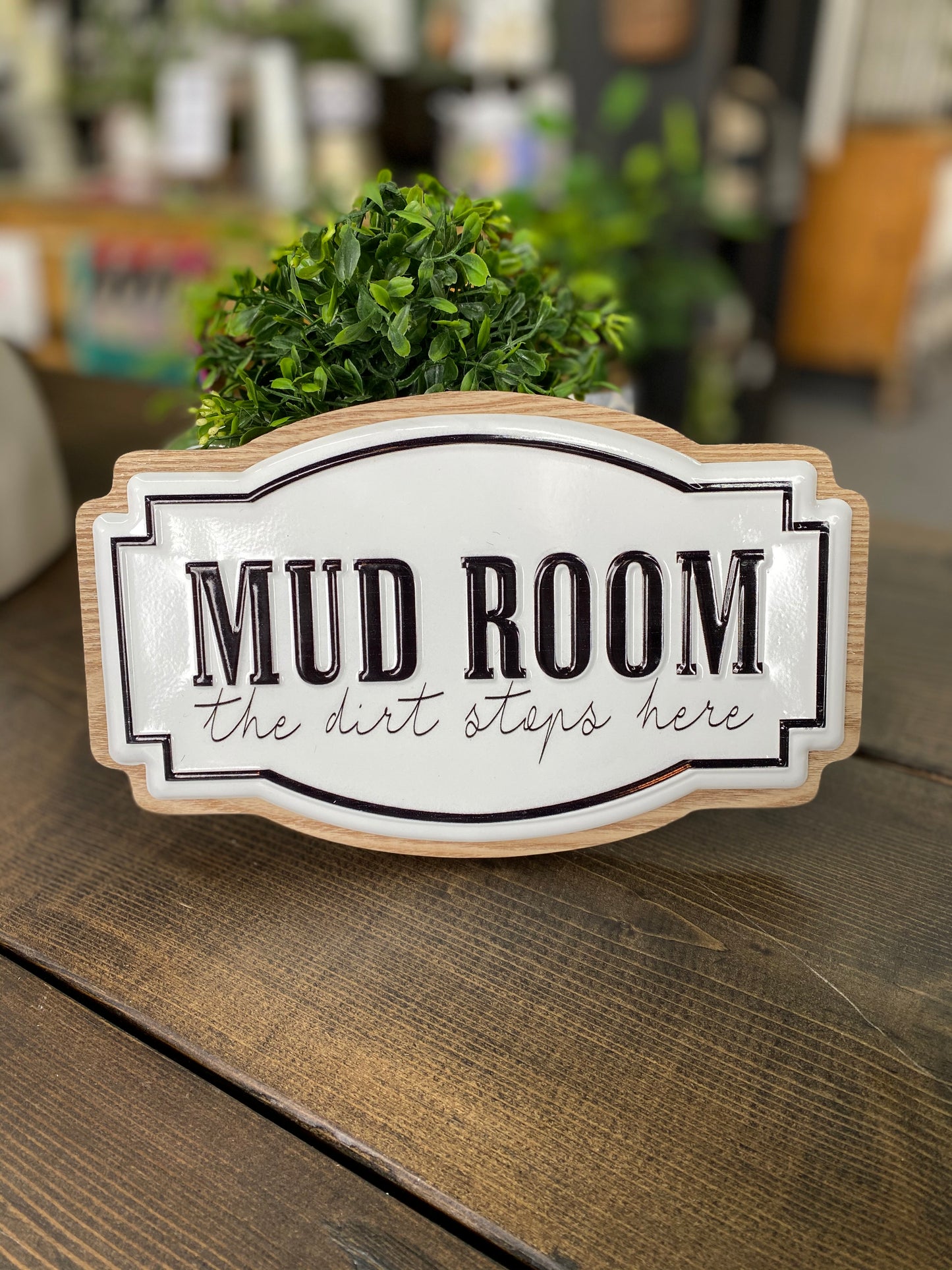 Wood Board with Enamel Punched Tin Mud Room