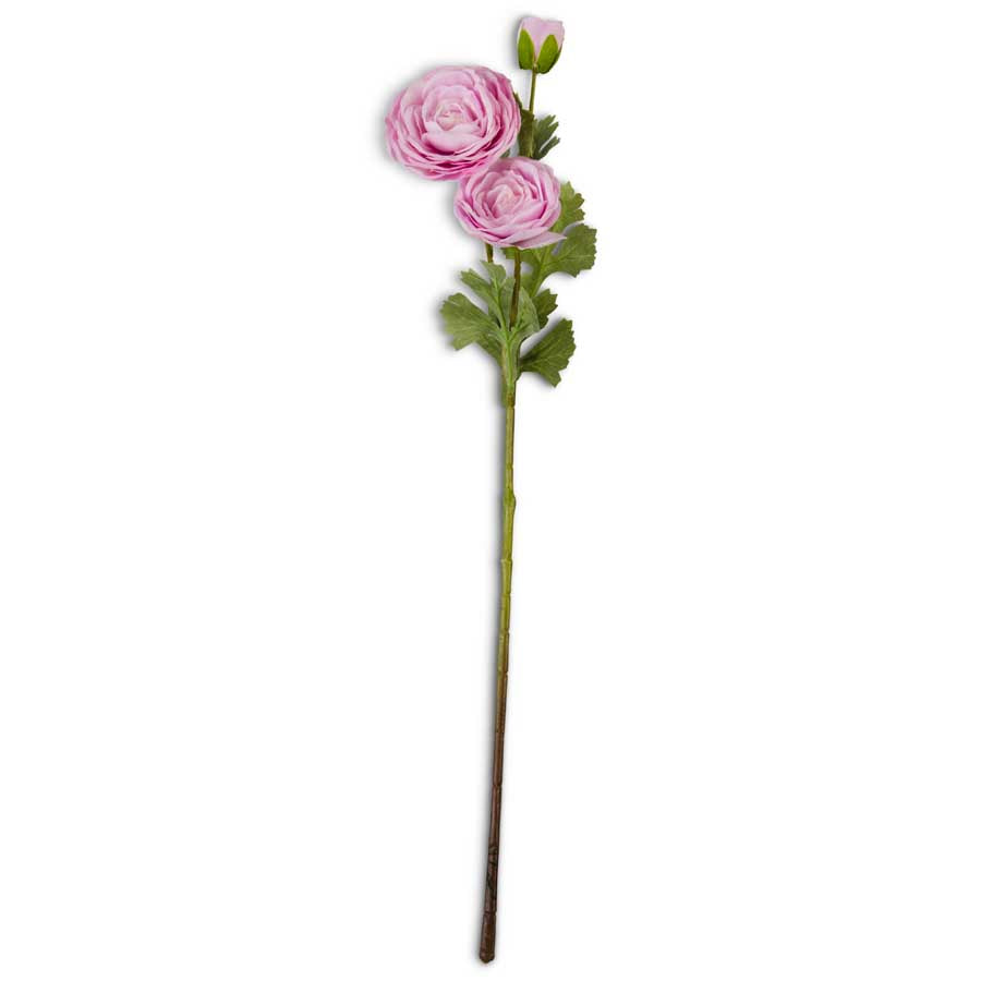 Pink Real Touch Triple Bloom Ranunculus Stem