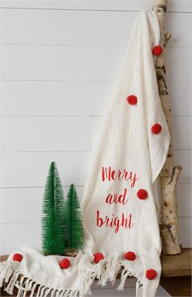 Merry and Bright Pom Pom Throw