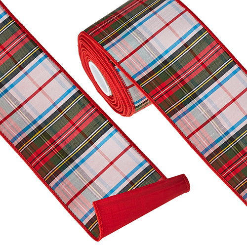 4" X 10 YDS PLAID WIRED RIBBON